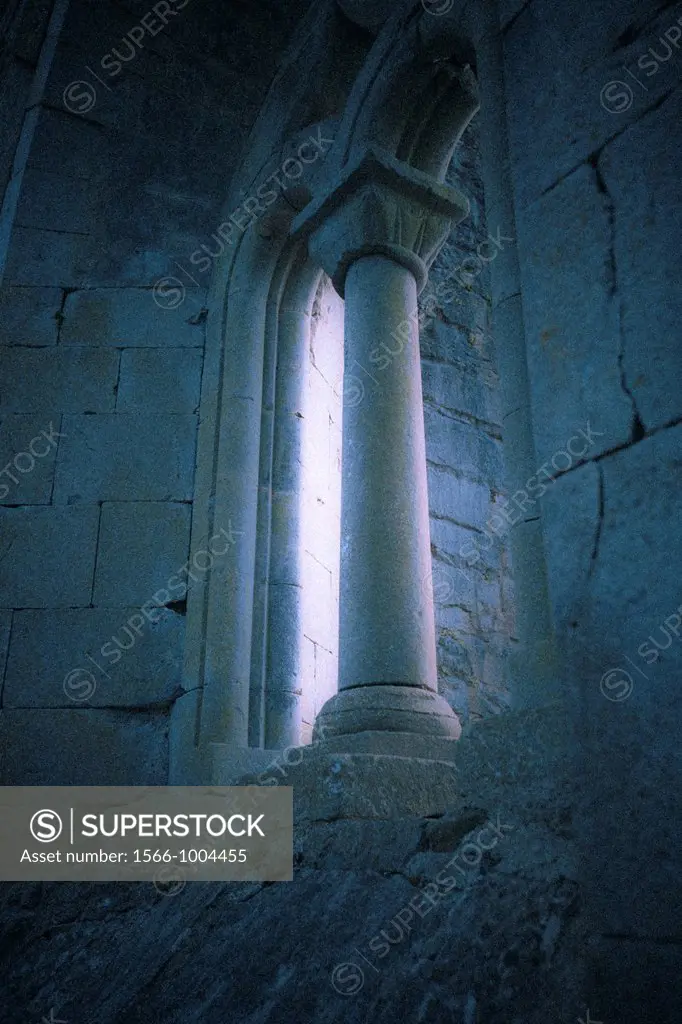 Mystical view of a window in Cong Abbey, Cong, County Mayo, Ireland, Europe