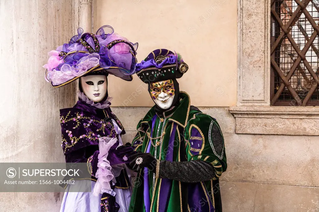 A masked couple at the carnival in Venice, Italy, Europe