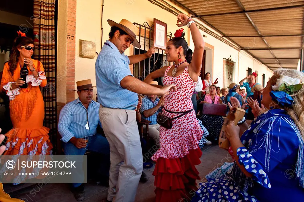 Traditional Flamenco Dancing, El Rocio Festival, Huelva Province, Andalucia, Spain