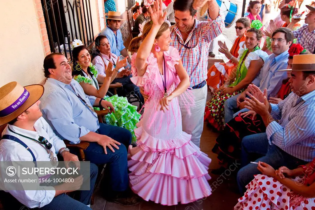 Traditional Flamenco Dancing, El Rocio Festival, Huelva Province, Andalucia, Spain