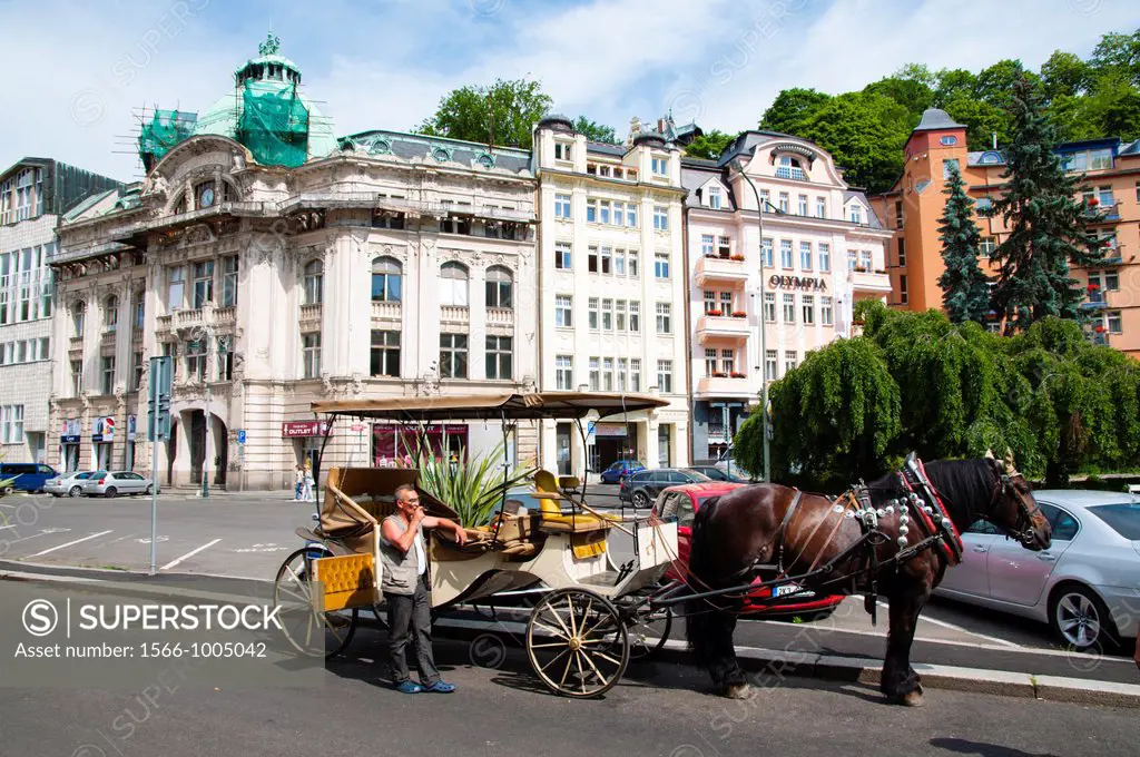 Trziste square central Karlovy Vary spa town Czech Republic Europe