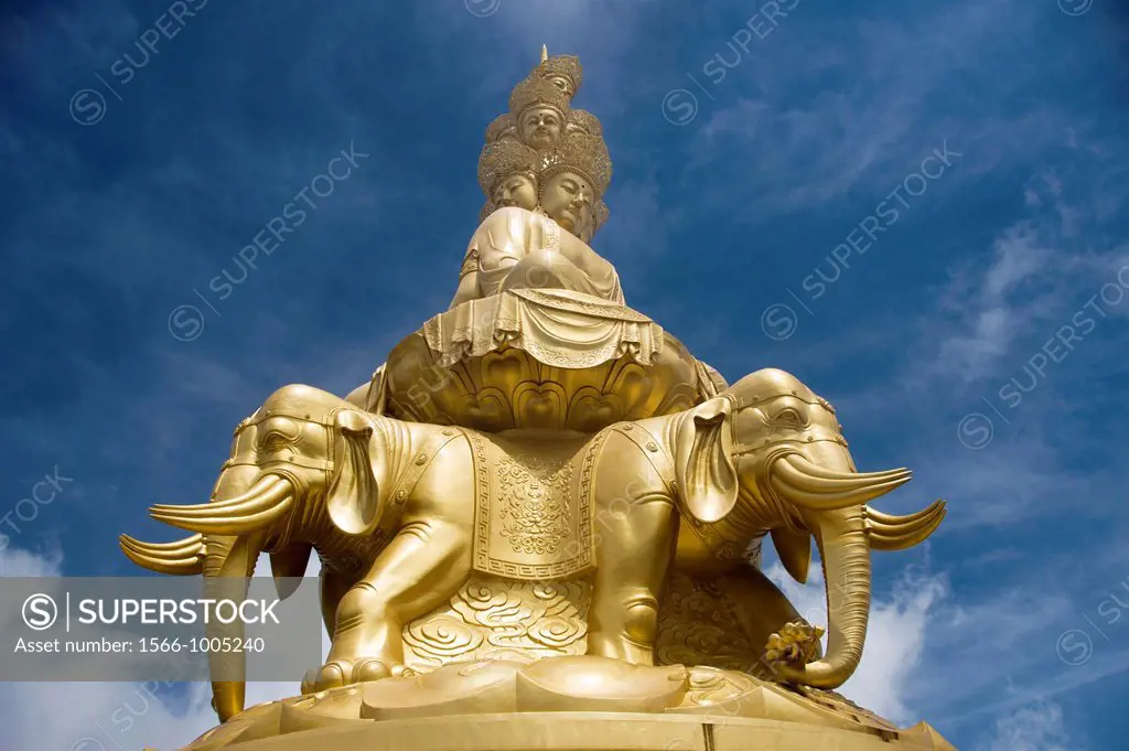 Golden Buddha at the summit of Mount Emei Shan National Park, Sichuan, China.