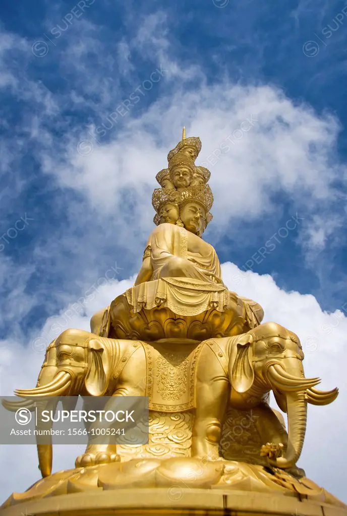 Golden Buddha at the summit of Mount Emei Shan National Park, Sichuan, China.