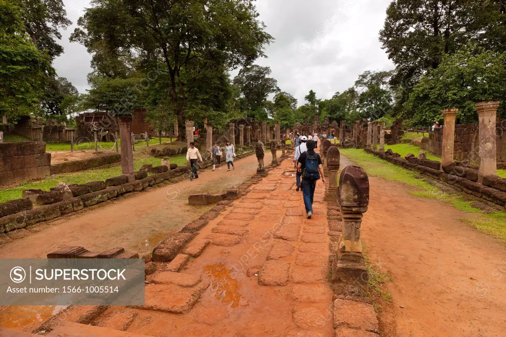 Banteay Srei or Banteay Srey, is a 10th century Cambodian temple dedicated to the Hindu god Shiva, near Angkor, UNESCO World Heritage Site, Siem Reap,...