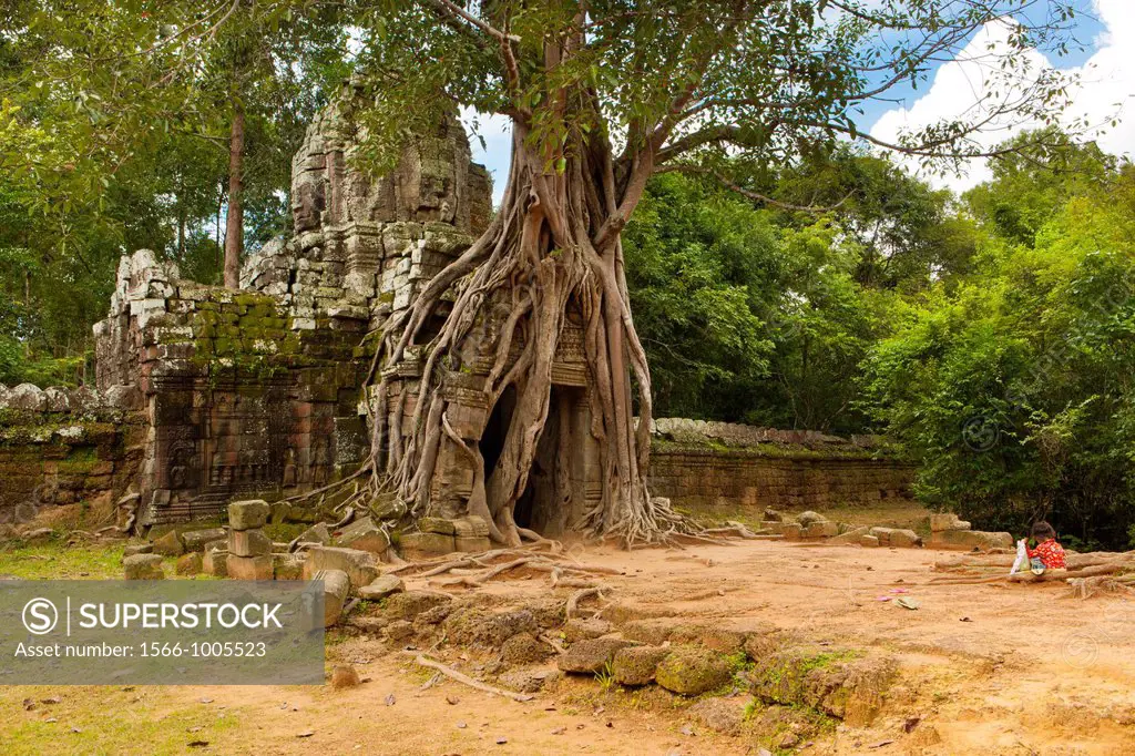 Ta Som, A small temple at Angkor, Cambodia, built at the end of the 12th century for King Jayavarman VII, It is located north east of Angkor Thom and ...