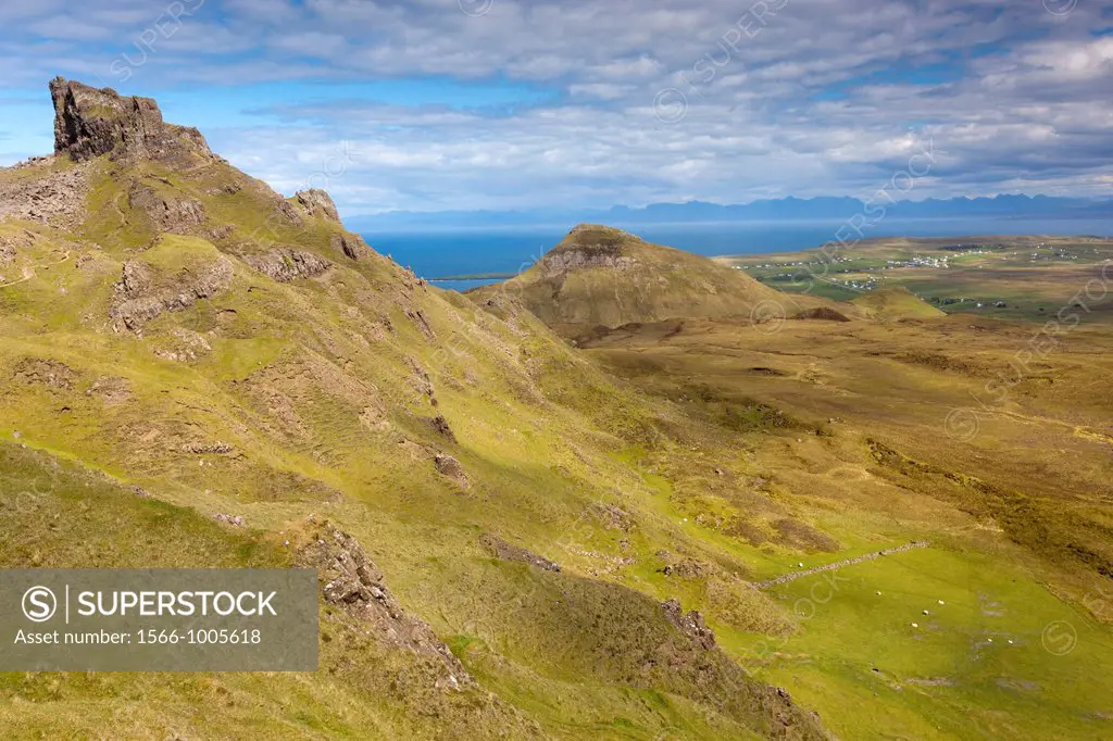 The Quiraing, a landslip on the eastern face of Meall na Suiramach, the northernmost summit of the Trotternish Ridge on the Isle of Skye, Scotland, Un...