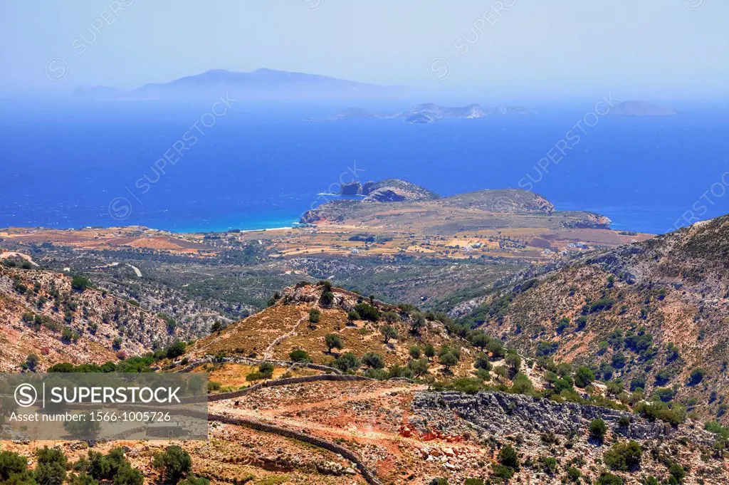 View of the east coast of Naxos, with a view of the small Cyclades and Amorgos
