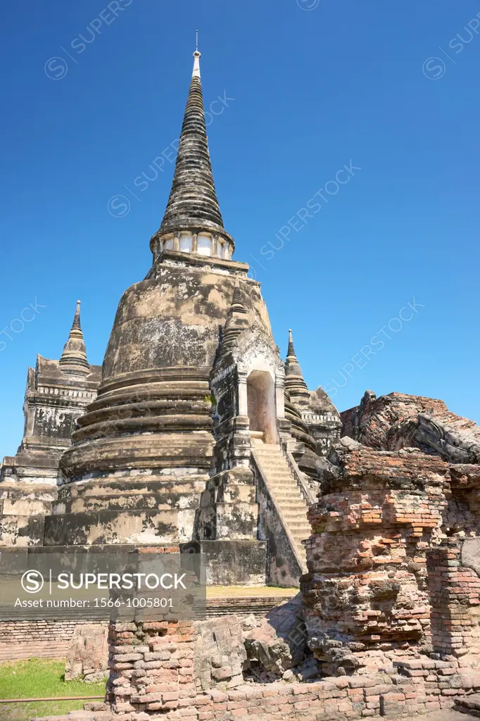 Thailand - Ayutthaya, old Chedi at the ruins Wat Phra Si Sanphet Temple