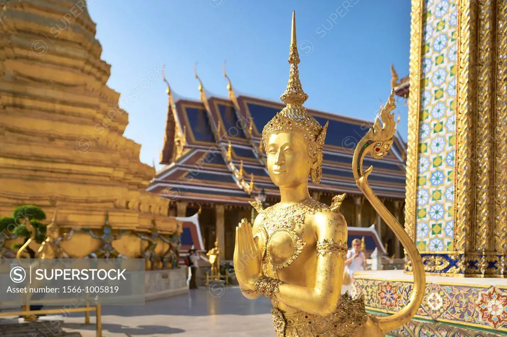 Thailand - Bangkok, Wat Phra Kaeo Temple, Grand Palace, Kinaree statue in front of the Royal Panteon