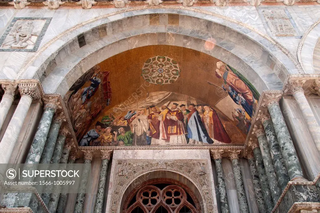 Arrival of St  Mark´s Body in Venice, mosaic detail, St  Mark´s Basilica, Venice, Italy