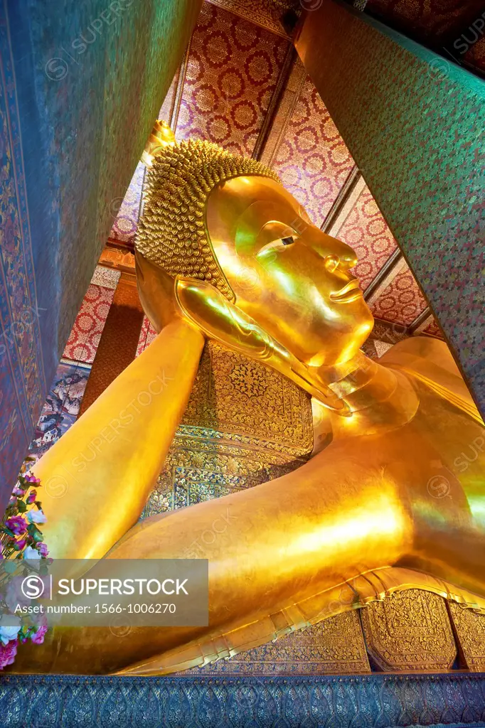 Thailand - Bangkok, Wat Pra Kaeo - Grand Royal Palace, reclining Buddha in Wat PoTemple