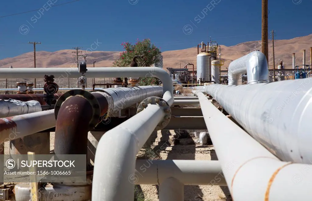 Taft, California - Natural gas pipelines in the oil and gas fields of southern San Joaquin Valley