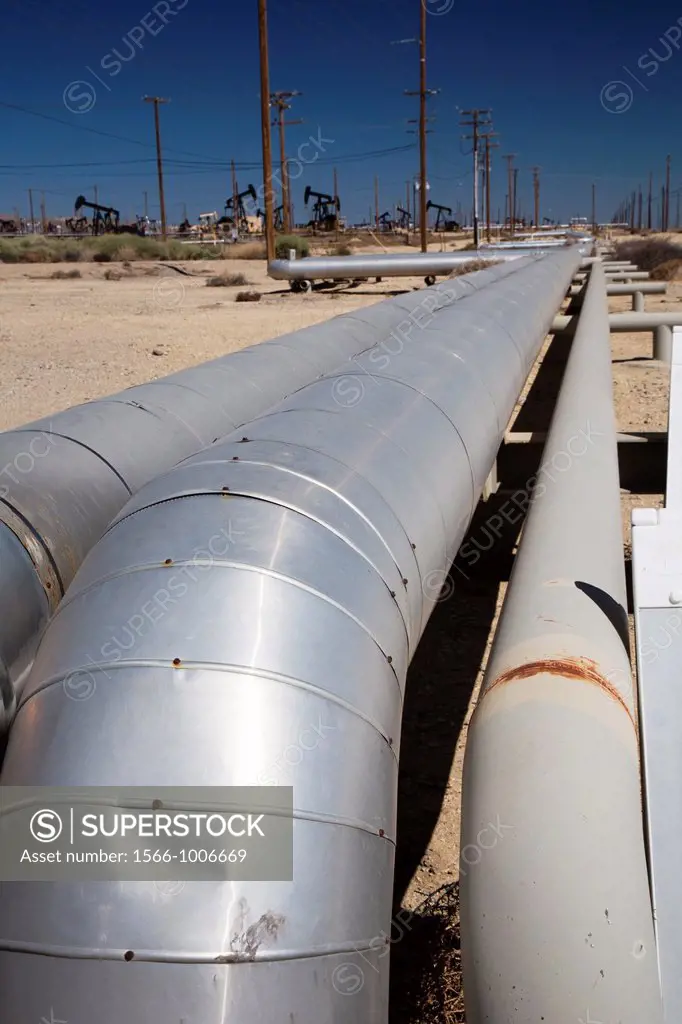 Taft, California - Natural gas pipeline in the oil and gas fields of southern San Joaquin Valley
