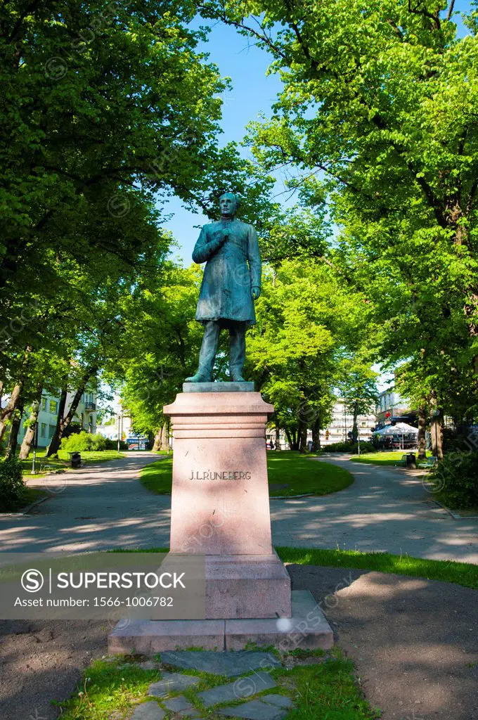 Statue of national poet JL Runeberg in his hometown Porvoo Uusimaa province Finland northern Europe