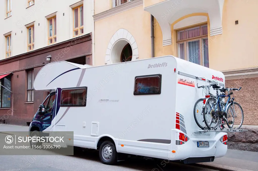 Motorhome with bicycles Helsinki Finland Europe