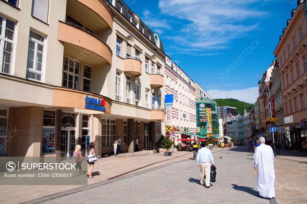 TG Masaryka pedestrian street Karlovy Vary spa town Czech Republic Europe