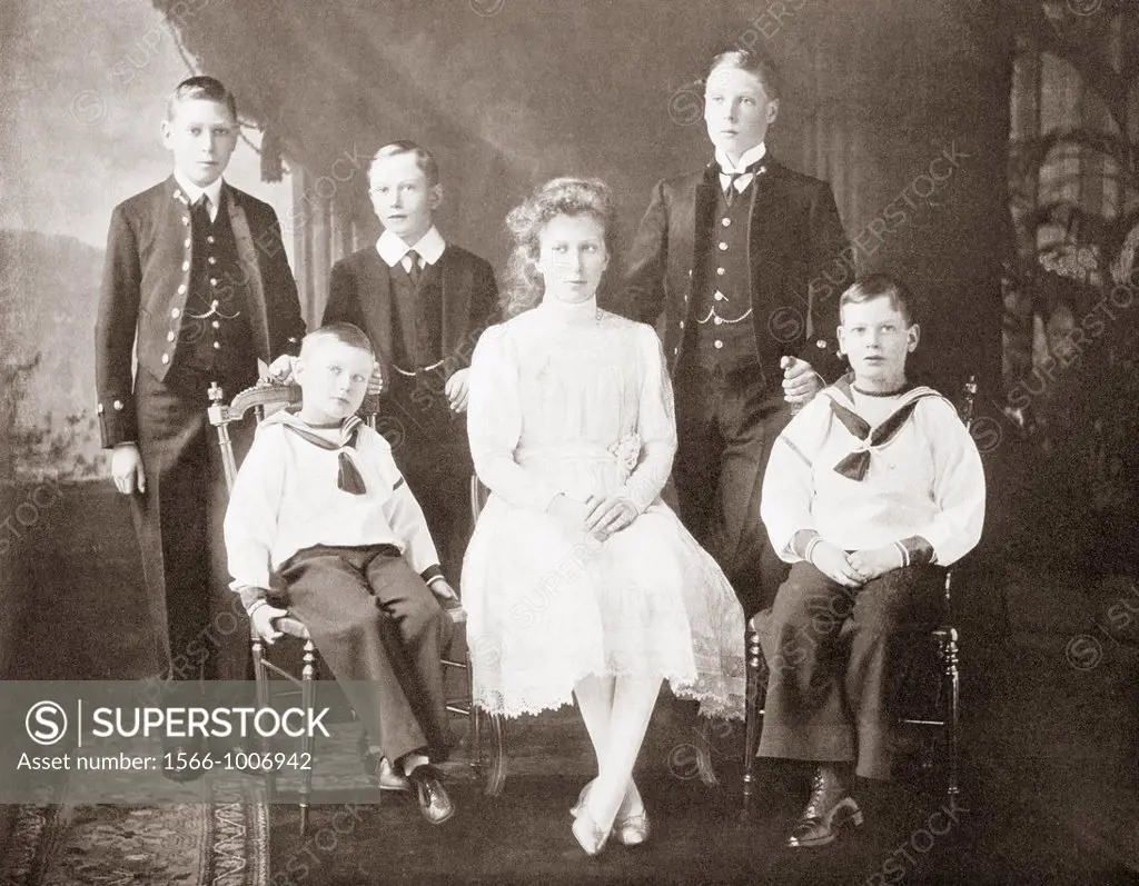 The children of King George V  From left to right, Prince Albert, Prince John, Prince Henry, Princess Mary, Prince Edward of Wales, Prince George  Fro...