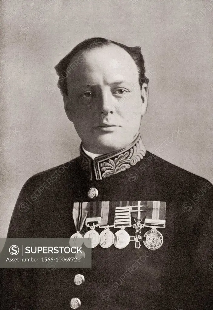 Sir Winston Churchill, 1874 - 1965  British politician and statesman  Here seen in uniform during World War One  From The Year 1914 Illustrated