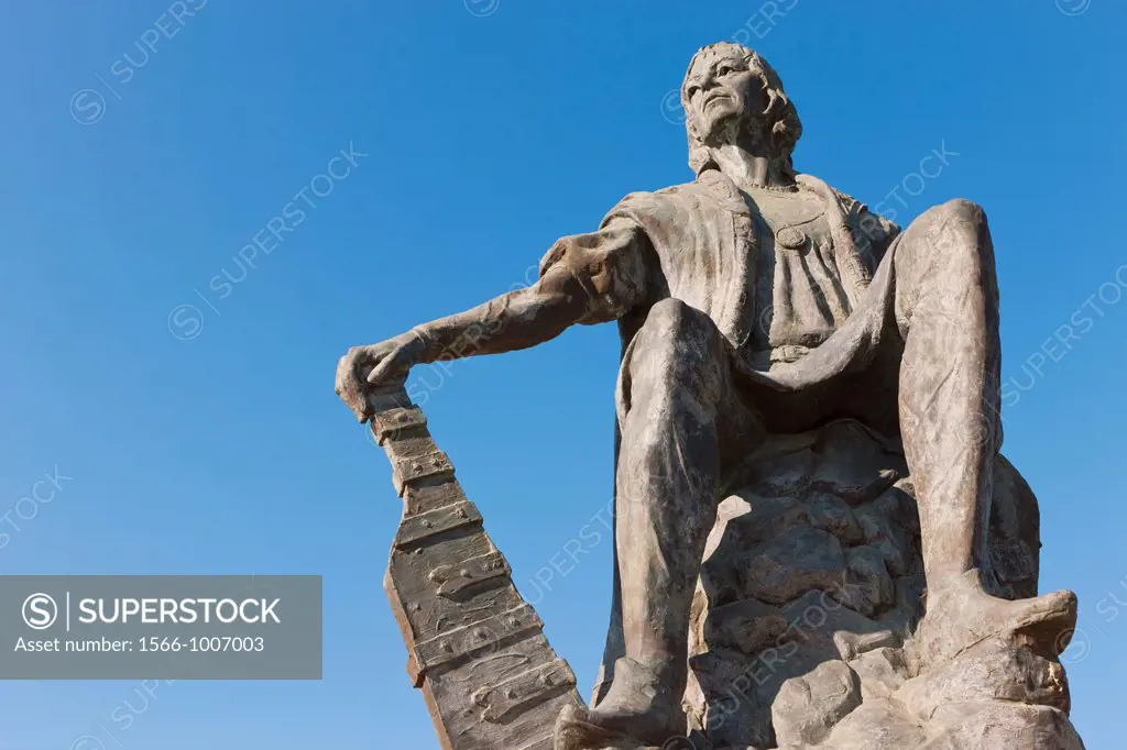 Statue of Christopher Columbus at La Rabida Monastery, Huelva Province, Andalusia, southern Spain
