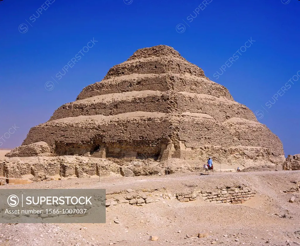 Stepped pyramid of Djoser or Zoser, Saqqara, Egypt,        