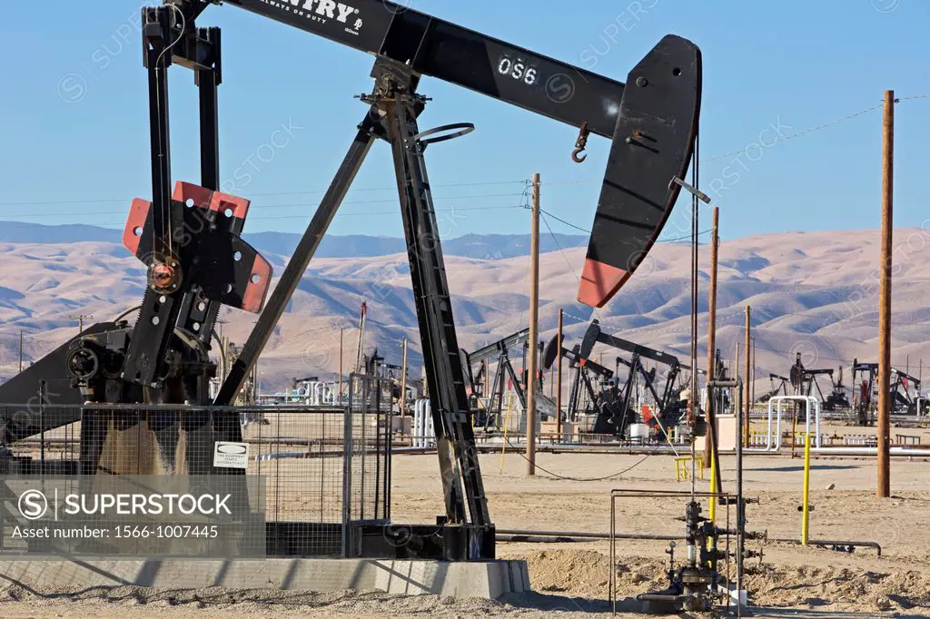 Taft, California - Oil wells in the oil and gas fields of southern San Joaquin Valley
