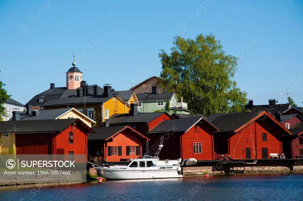 Old town by the river Porvoo Uusimaa province Finland northern Europe