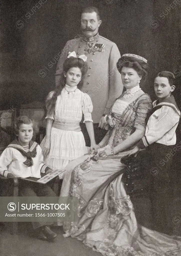 Franz Ferdinand, 1863- 1914  Archduke of Austria-Este, Austro-Hungarian and Royal Prince of Hungary and of Bohemia  Seen here with his family, from l...