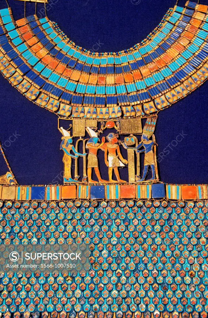 Pectoral, The god Amun-Re receives the pharaoh, Tutankhamun´s treasure, Museum of Egyptian Antiquities, Cairo, Egypt,        