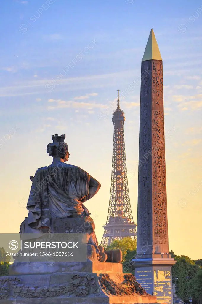 France , Paris City, Luxor Obelisc , Eiffel Tower