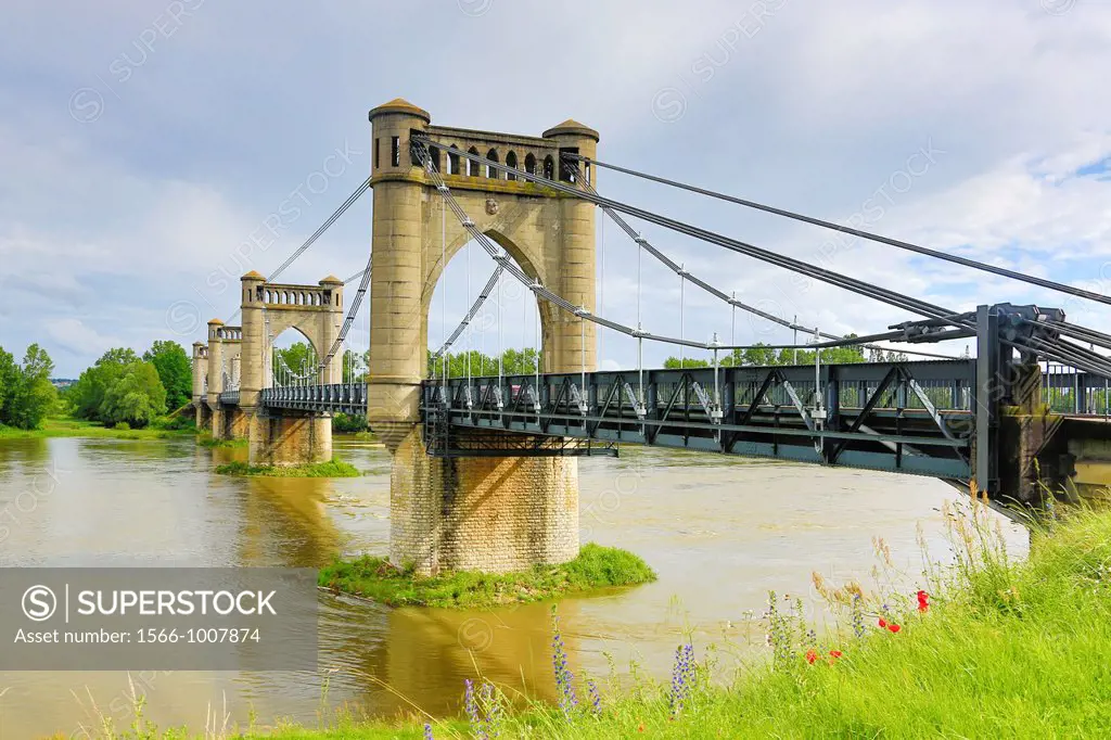 France ,Loire Valley ,Langeais City, Langeais Bridge on Loire river