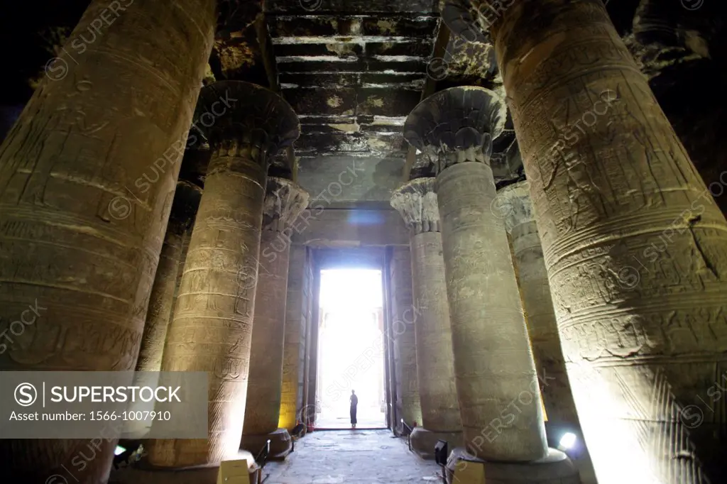 Hypostyle colonnade room at the Horus temple, Edfu, Egypt