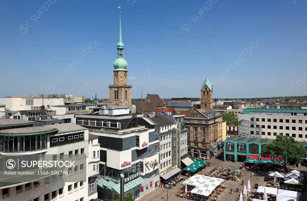 Germany, Dortmund, Ruhr area, Westphalia, North Rhine-Westphalia, NRW, city view, panoramic view, Alter Markt, old market place, Reinoldi church, Mary...