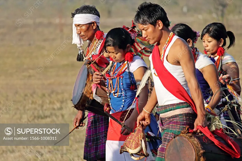 Tangsa, Lungchang Tribes performing dance at Namdapha Eco Cultural Festival, Miao, Arunachal Pradesh, India