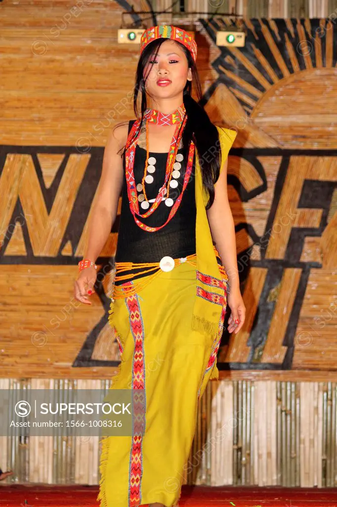 Dress designed from traditional clothes by tribal at Namdapha Eco Cultural Festival, Miao, Arunachal Pradesh, India