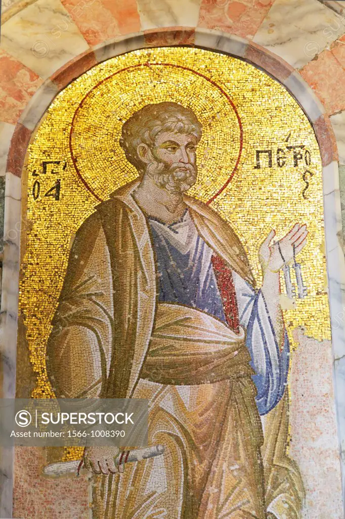 Istanbul, Turkey  Byzantine Church of St  Saviour in Chora  Mosaic of St  Peter holding the Keys of Heaven