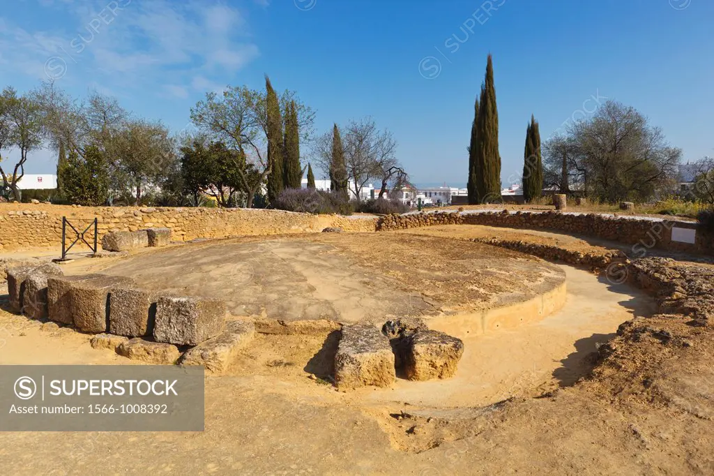 Circular mausoleum in the Roman necropolis of the Archaeological Complex, Carmona, Seville Province, Spain
