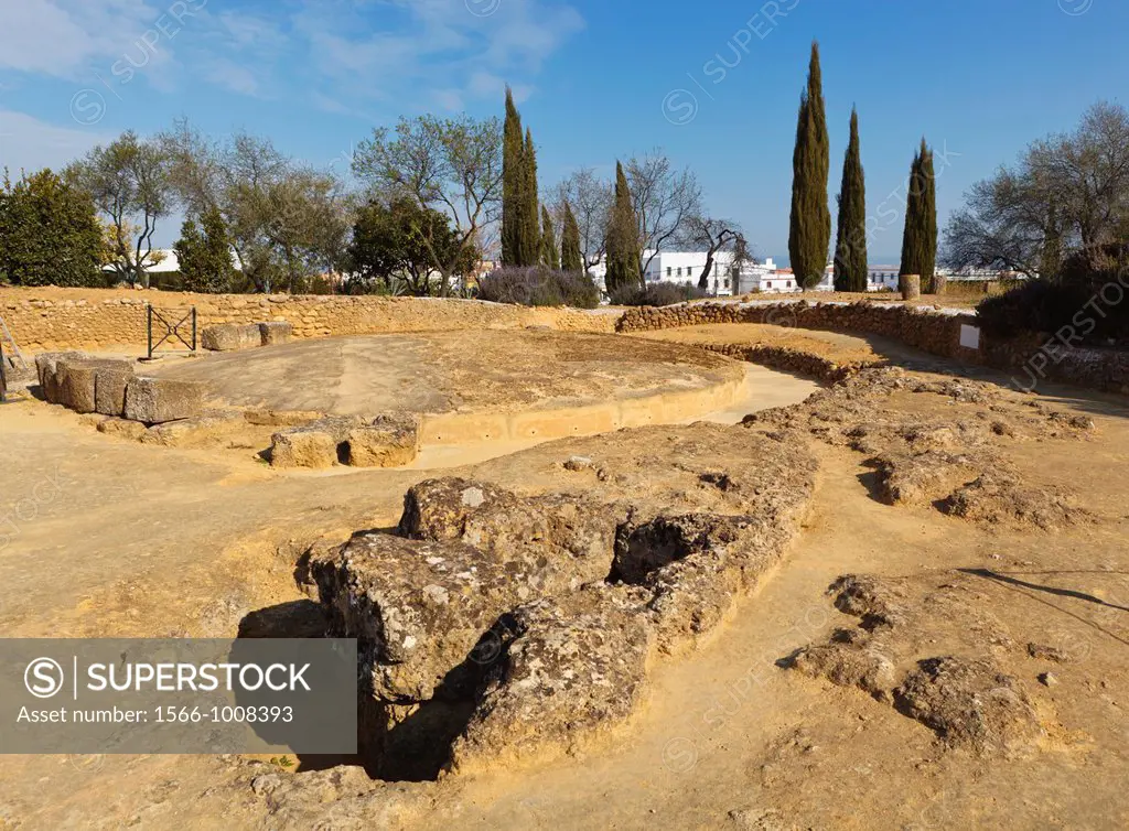 Circular mausoleum in the Roman necropolis of the Archaeological Complex, Carmona, Seville Province, Spain