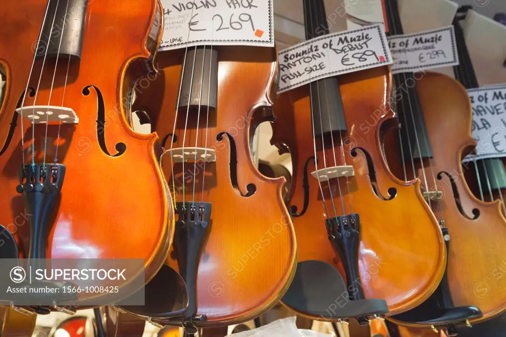 Kenmare, County Kerry, Ireland  Violins for sale in music shop