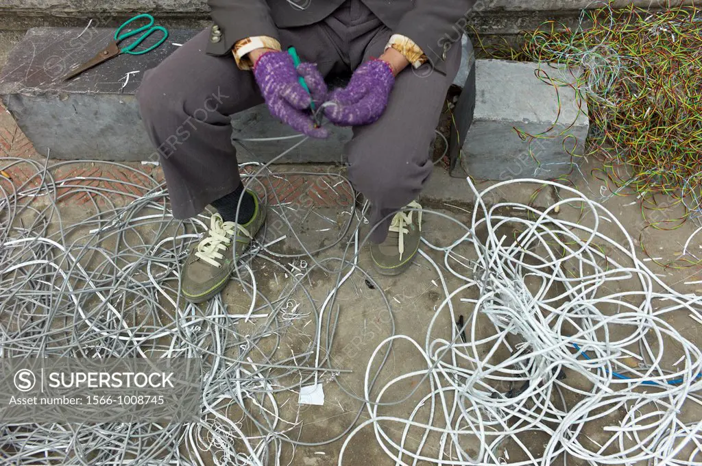 A pile of computer wires about to be recycled in Vietnam