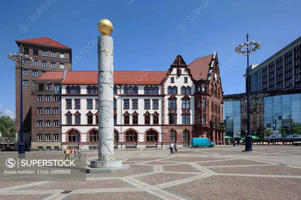 Germany, Dortmund, Ruhr area, Westphalia, North Rhine-Westphalia, NRW, Friedensplatz, Friedenssaeule, pillar of peace by Susanne Wehland, Altes Stadth...
