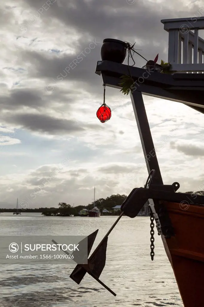 Sihouette of a ships anchor on Isla Colon, Bocas del Toro, Panama