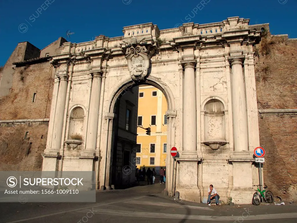 porta portese roman arch in rome italy