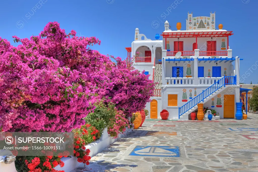 colored house on Mykonos, Greece