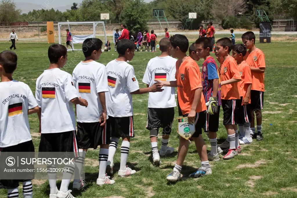The German army organised a mini world cup tournament in Kabul for Afghan children  The teams played against each other, Turkey won the mini world cup