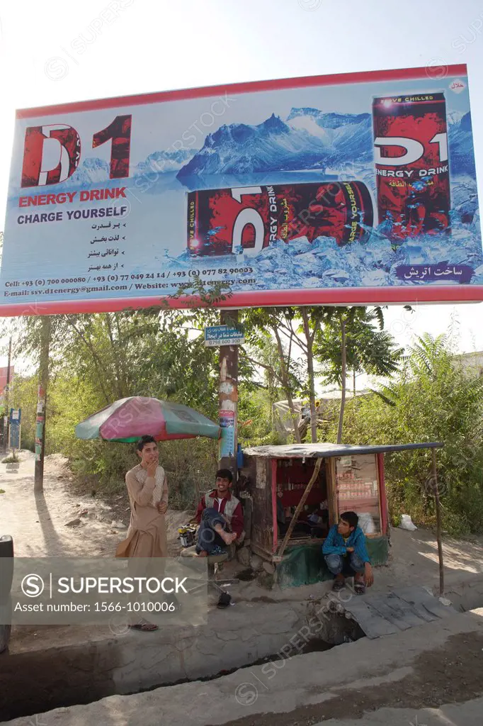 advertisement of energy drink in kabul, Afghanistan