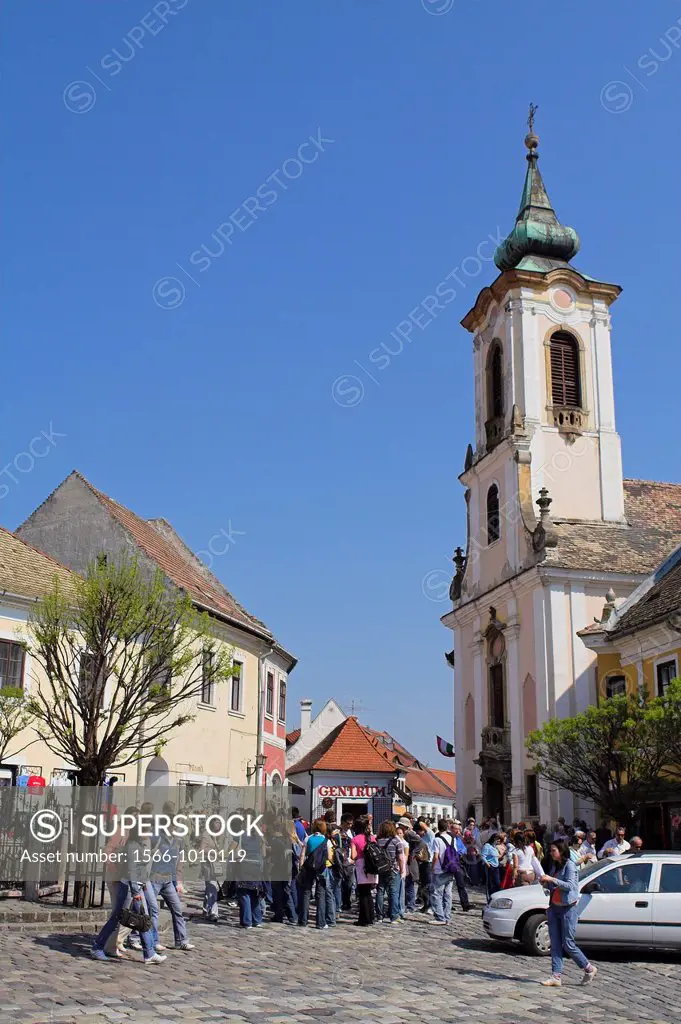 Szentendre near Budapest Main Square foe ter and the Blagovescenska church Szentendre, which calls itself the town of artists and churches, is located...