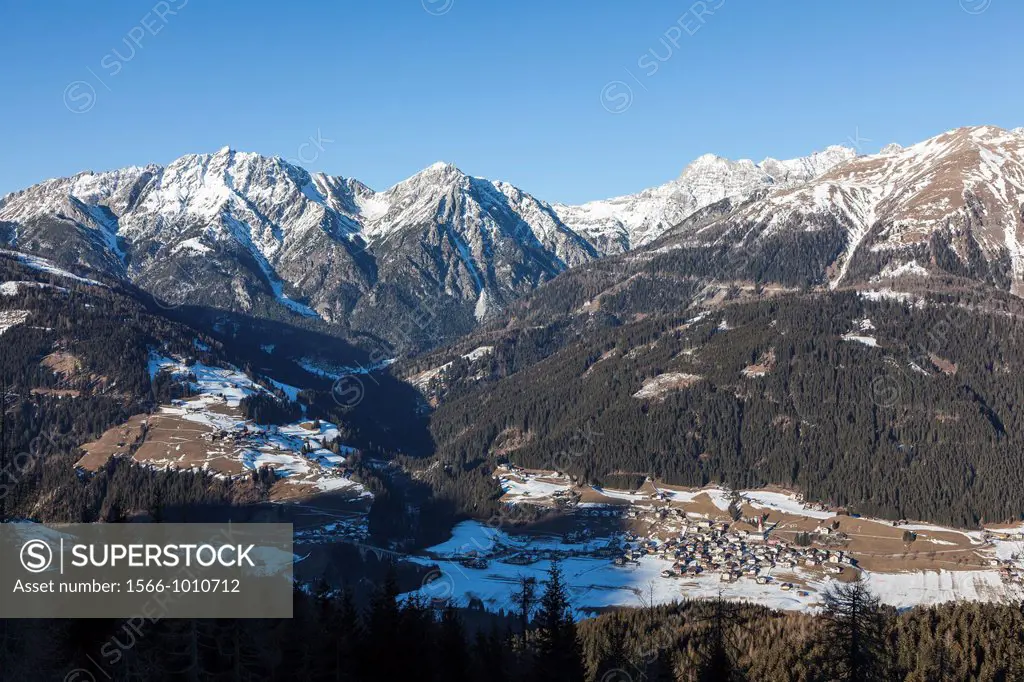 Lienz Dolomites and valley Lesachtal during winter, austria Valley Lesachtal is one of the most pristine valleys in the austrian alps The inhabitants ...