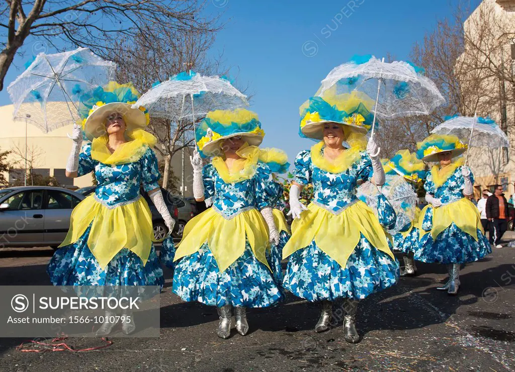 Carnival, Women disguised, Isla Cristina, Huelva-province, Spain        