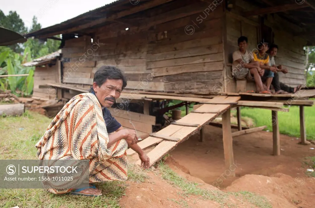 Portrait of a man inToraja traditional house in tana toraja, sulawesi,indonesia