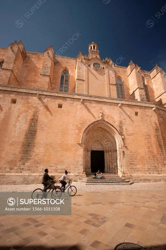 Partial view of the Cathedral of Ciutadella, Menorca island, Balearic Islands, Spain.